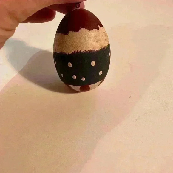 Egg Shaped Wooden America Santa Ornament Hand Painted - Approx 2.5” - Picture 3 of 5